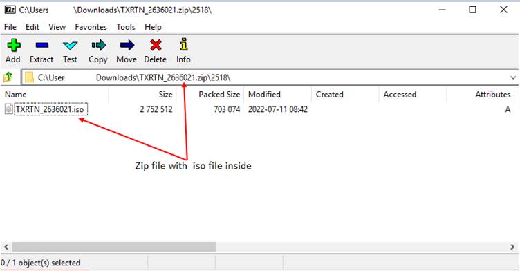 7zip snip showing the zip file and iso